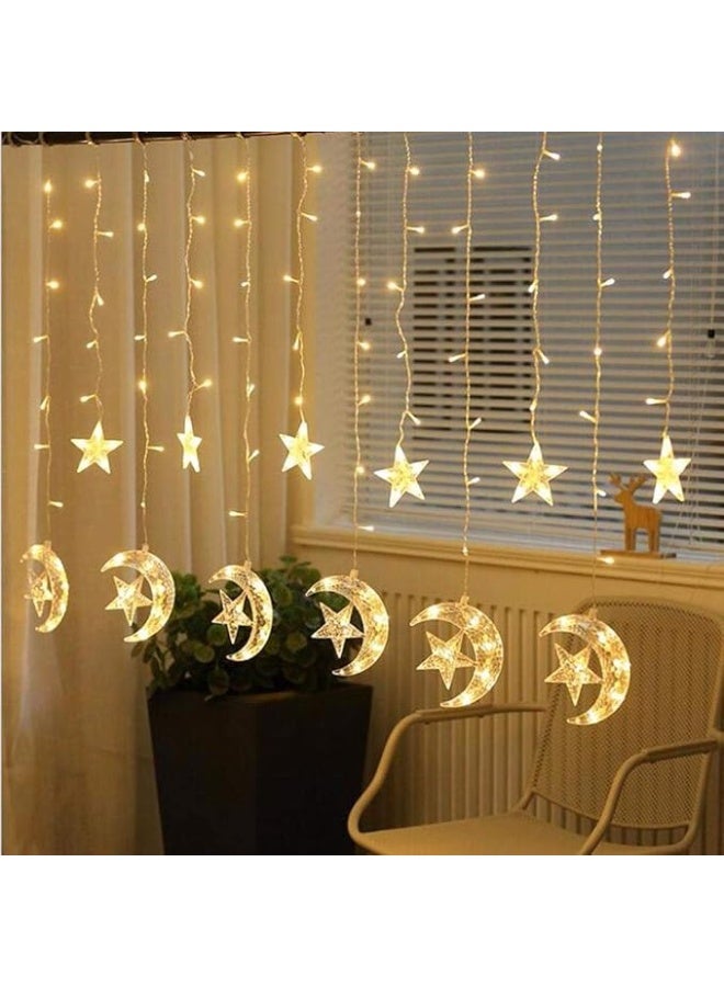 سلسلة إضاءة LED، أضواء زينة على شكل نجمة وهلال رمضانية، 10 قطع - Image 1